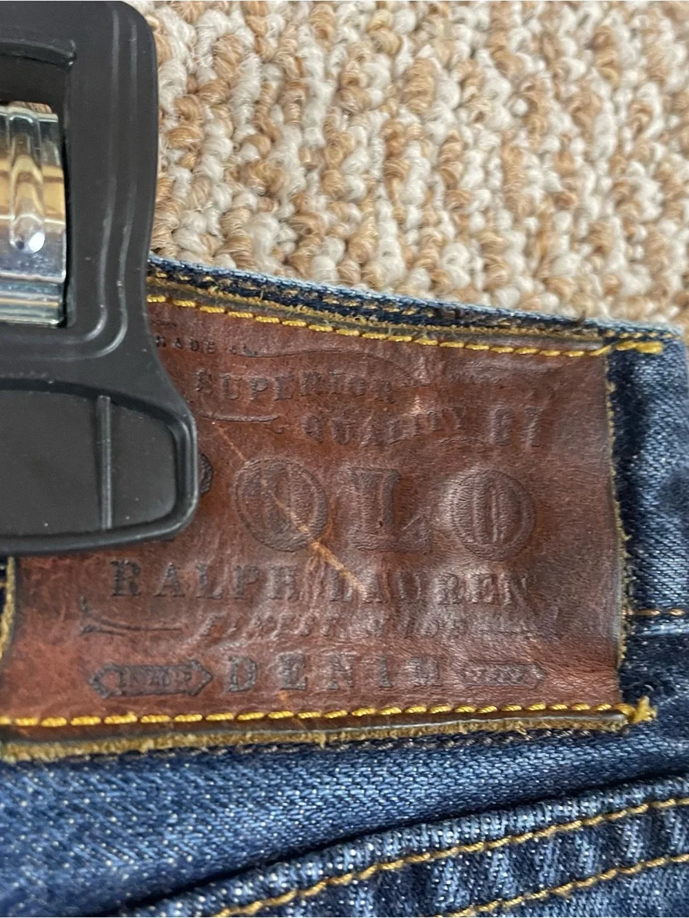 Polo Ralph Lauren Selvedge Jeans Mens 38 x 32 Slim Straight Dark Wash Denim 135
